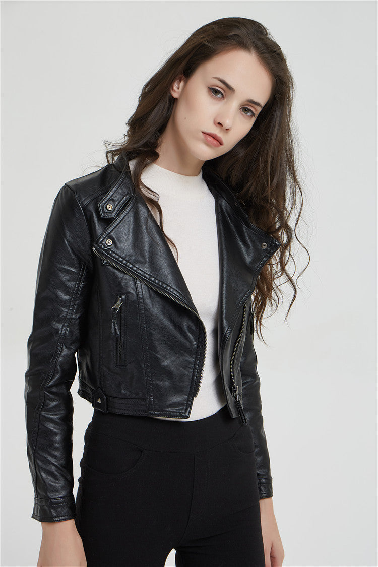 Casual Short Black Leather jacket