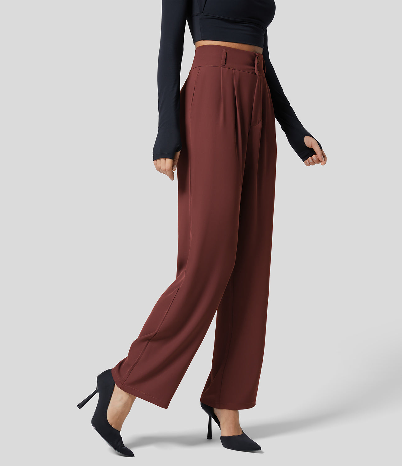 Classic High Waisted Straight Leg Suit Pants