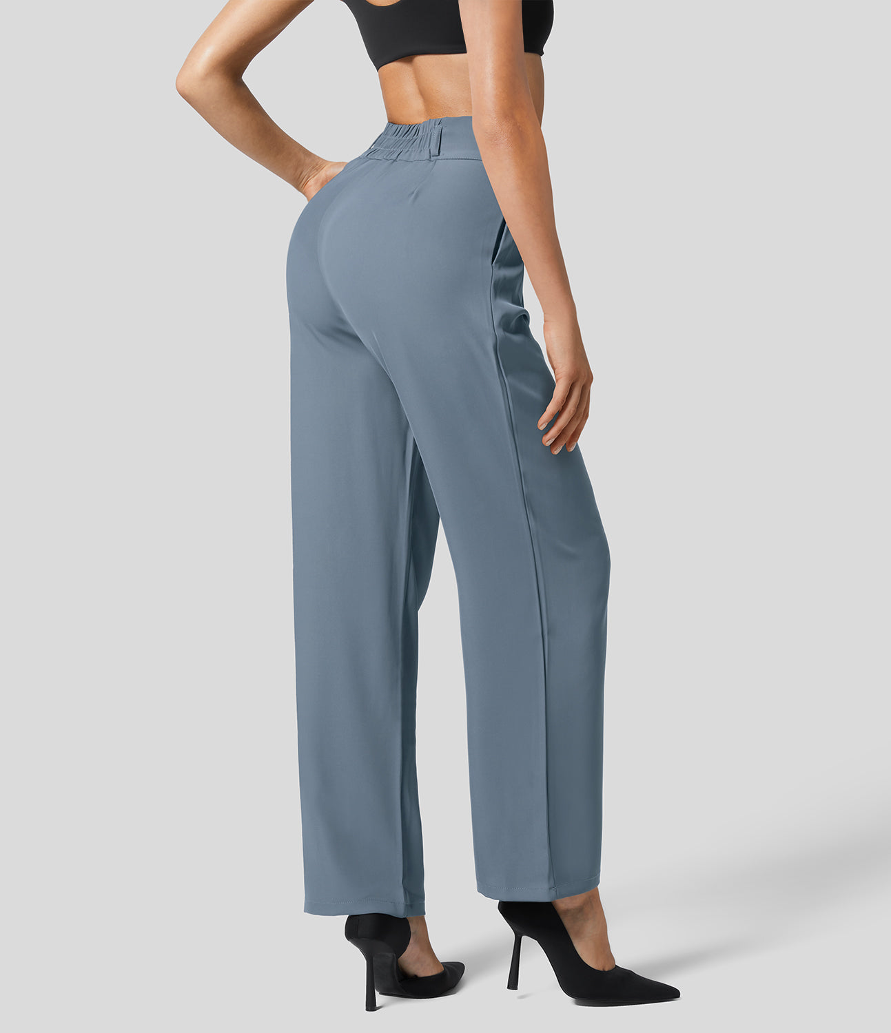 Classic High Waisted Straight Leg Suit Pants