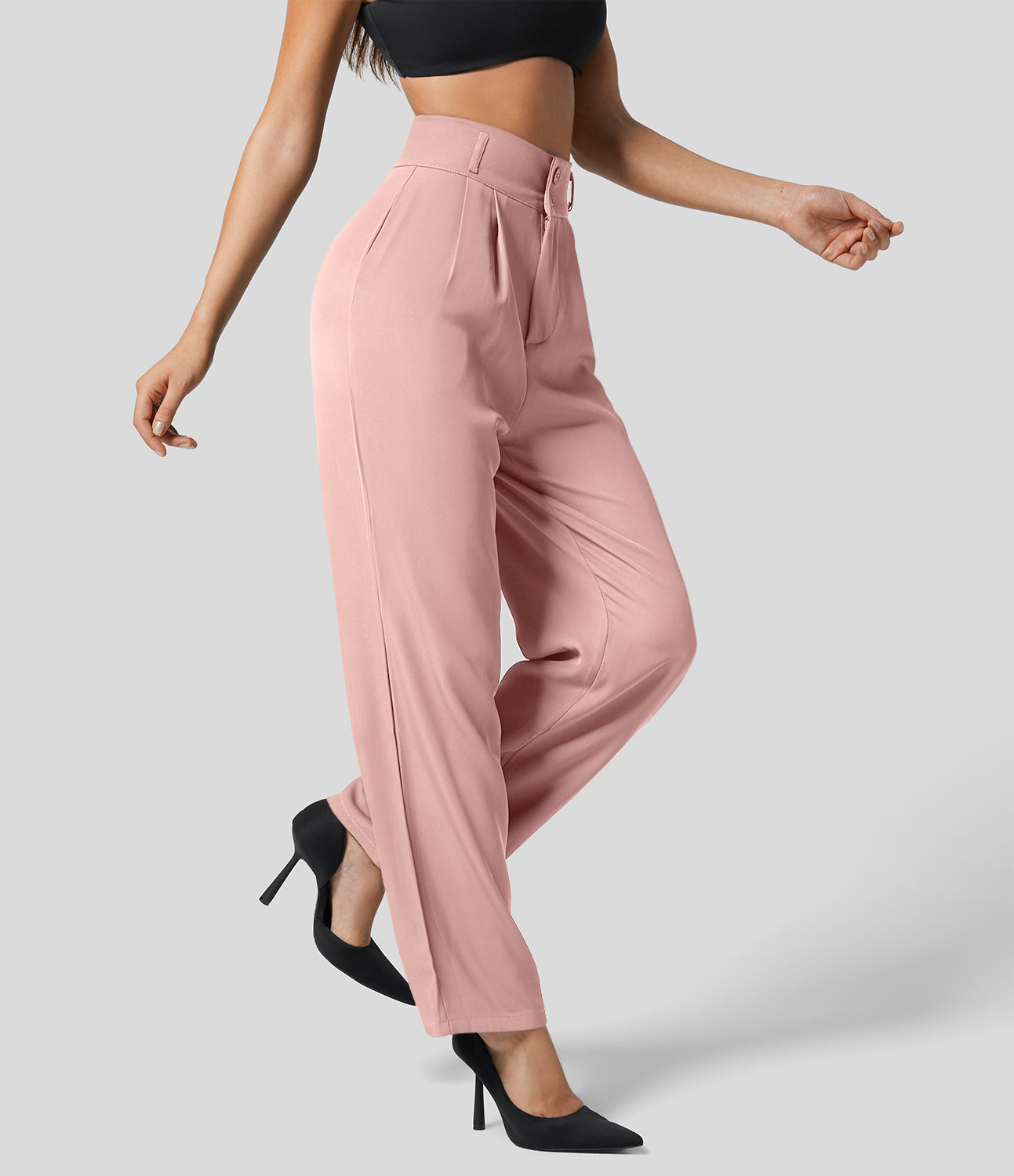 Classic High Waisted Straight Leg Suit Pants