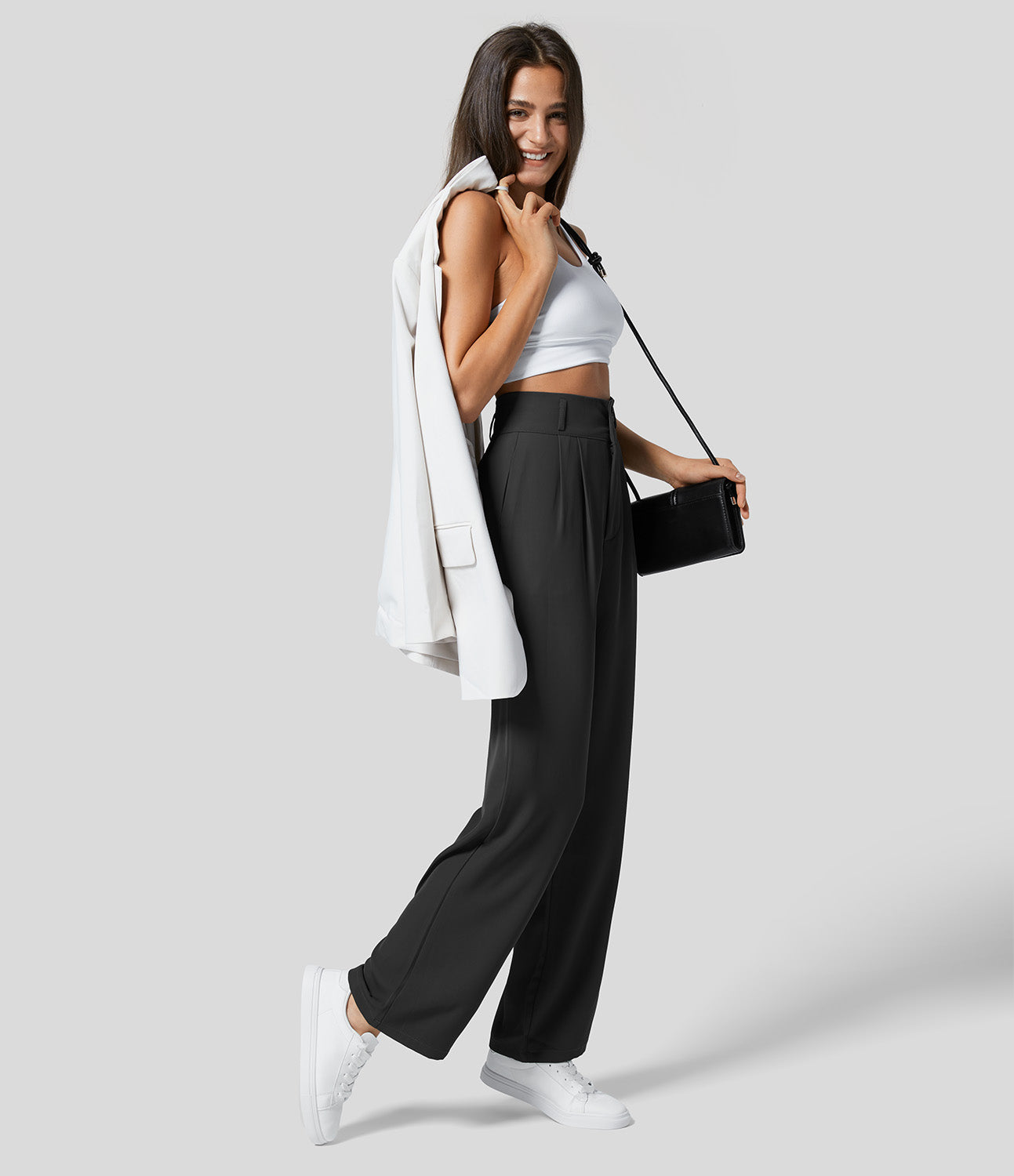 Classic High Waisted Straight Leg Suit Pants