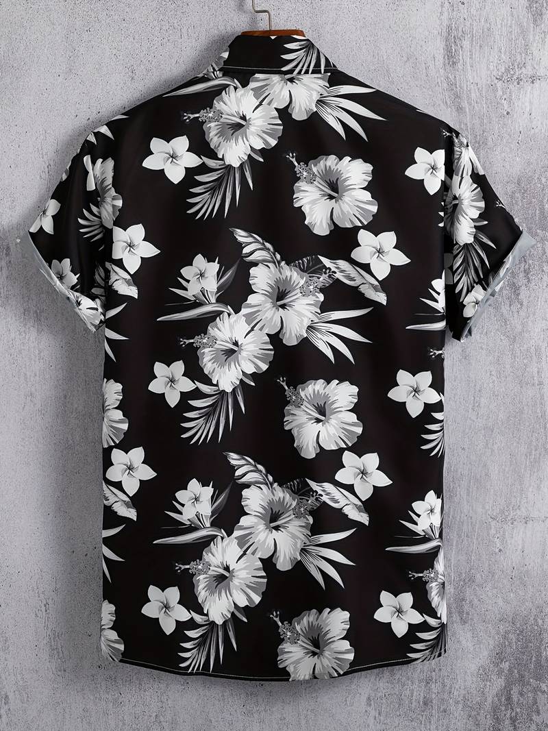 Short Sleeve Lapel Shirt with flower pattern