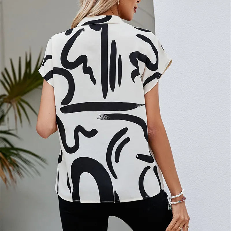 Elegant Graphic Print Blouse