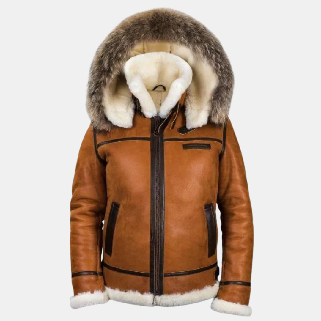 Men's fur leather jacket