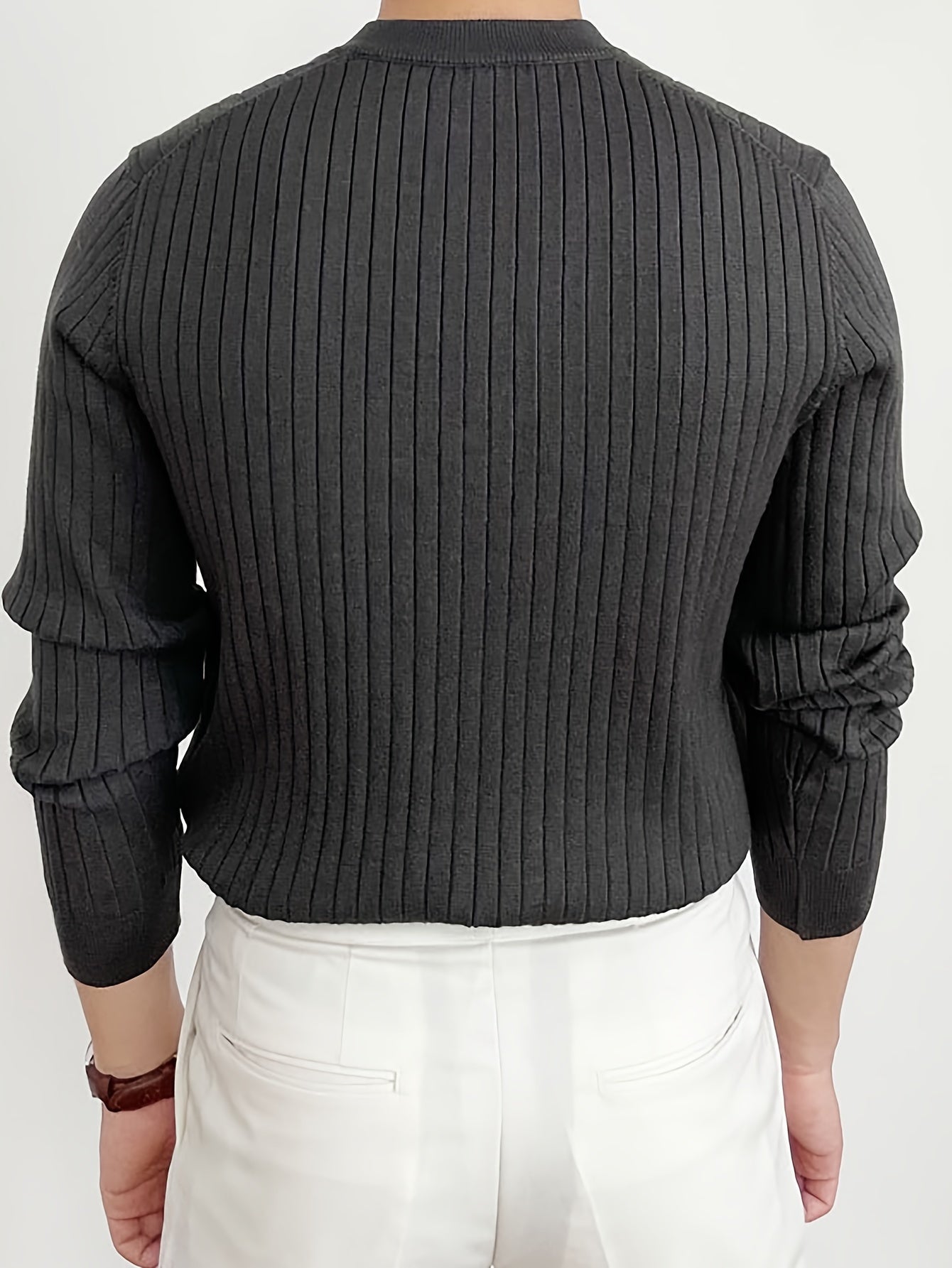 Knitted ribbed sweater for men