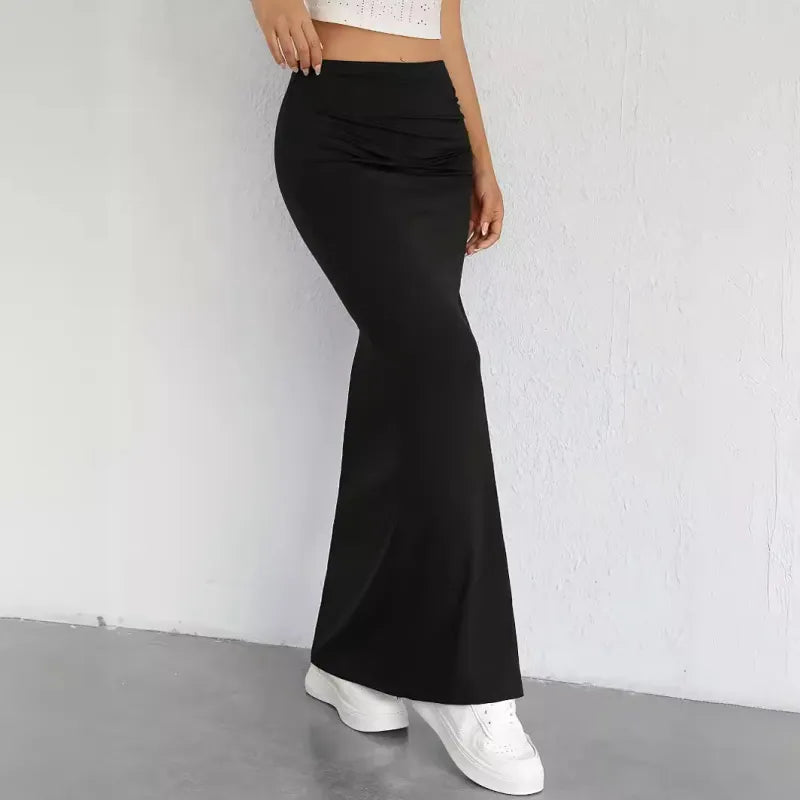 Side Slit Maxi Skirt In Black