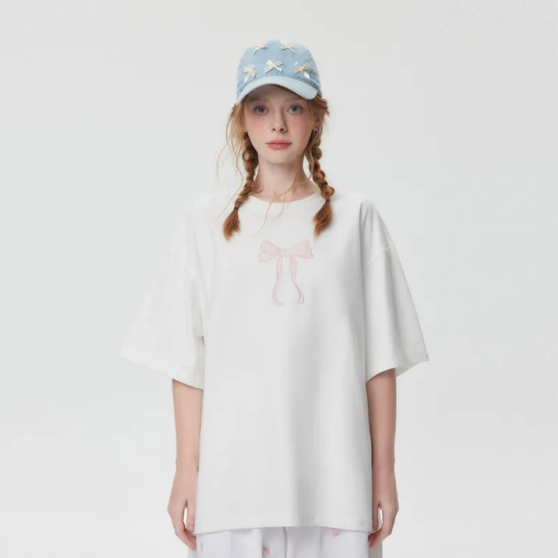 Bow Embroidered Oversized T-shirt