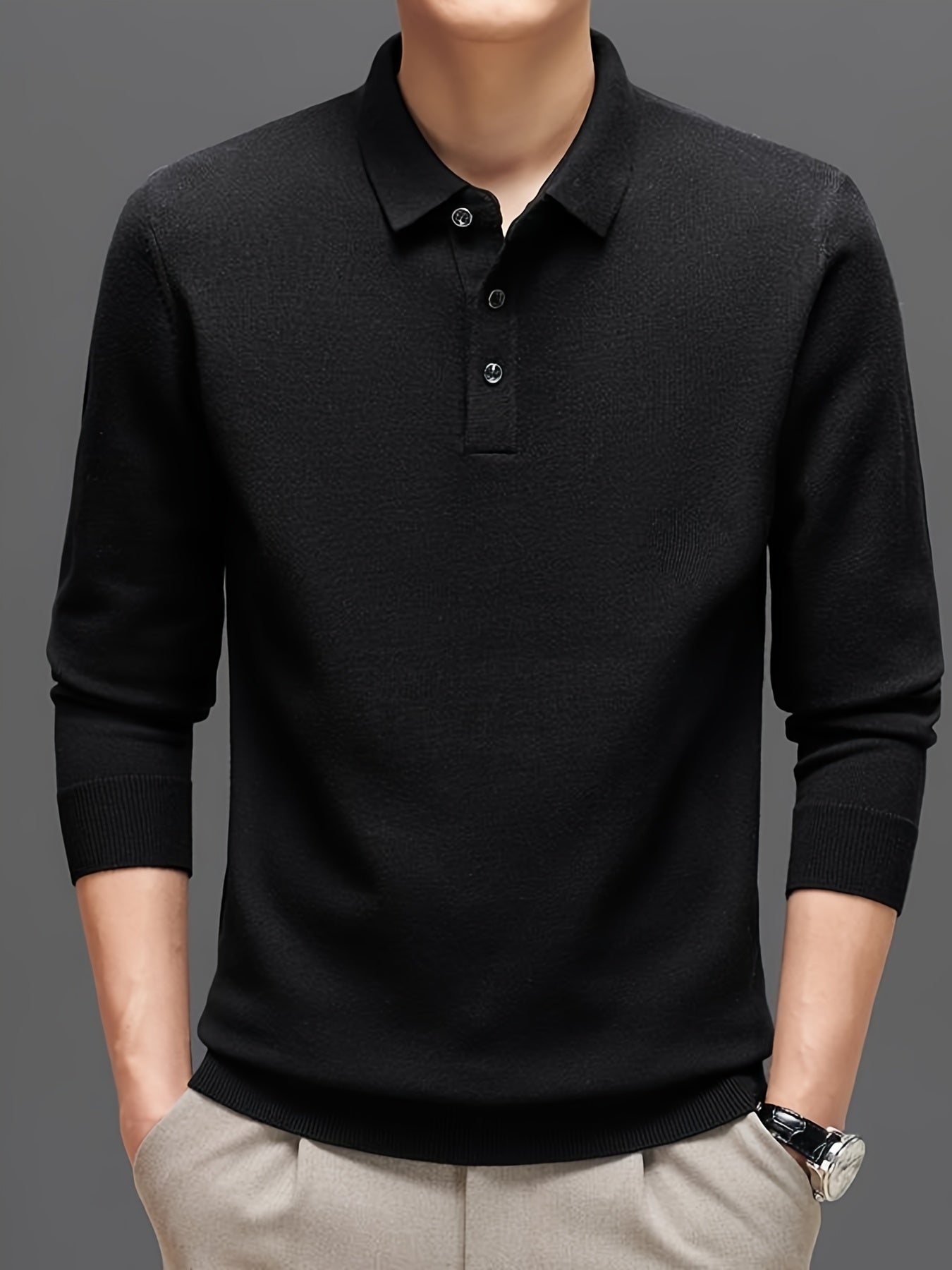 Lapel sweater with high stretch for men