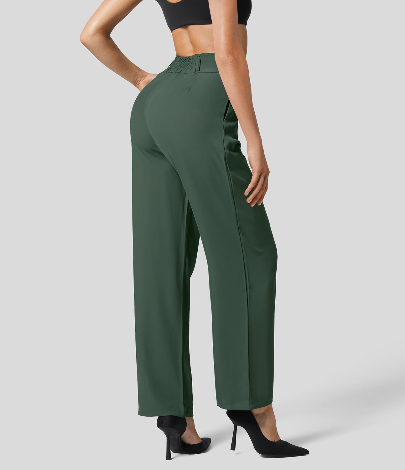 Classic High Waisted Straight Leg Suit Pants