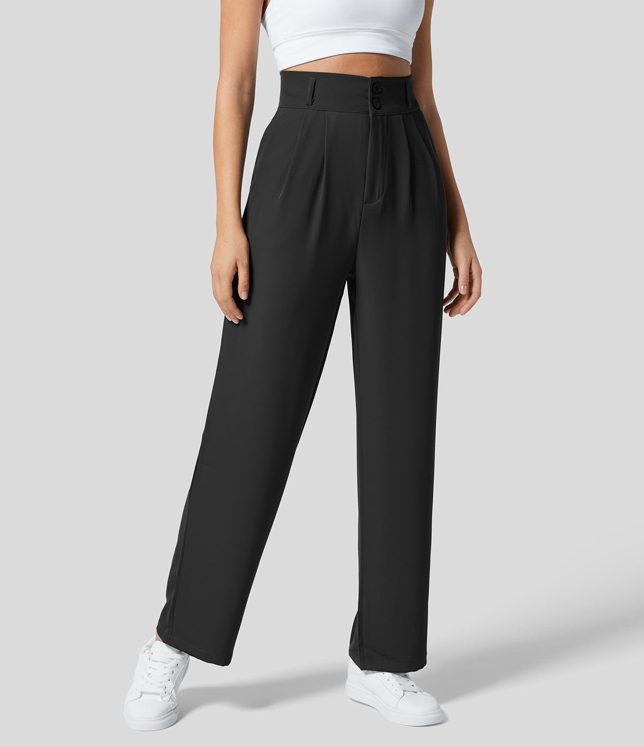 Classic High Waisted Straight Leg Suit Pants