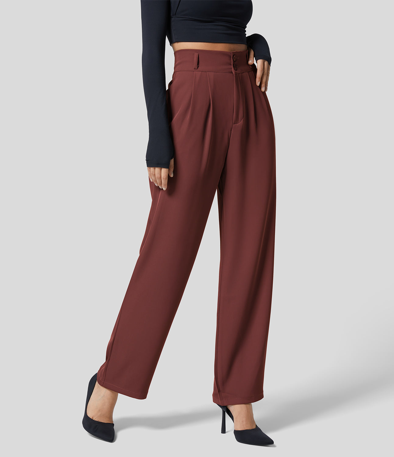 Classic High Waisted Straight Leg Suit Pants