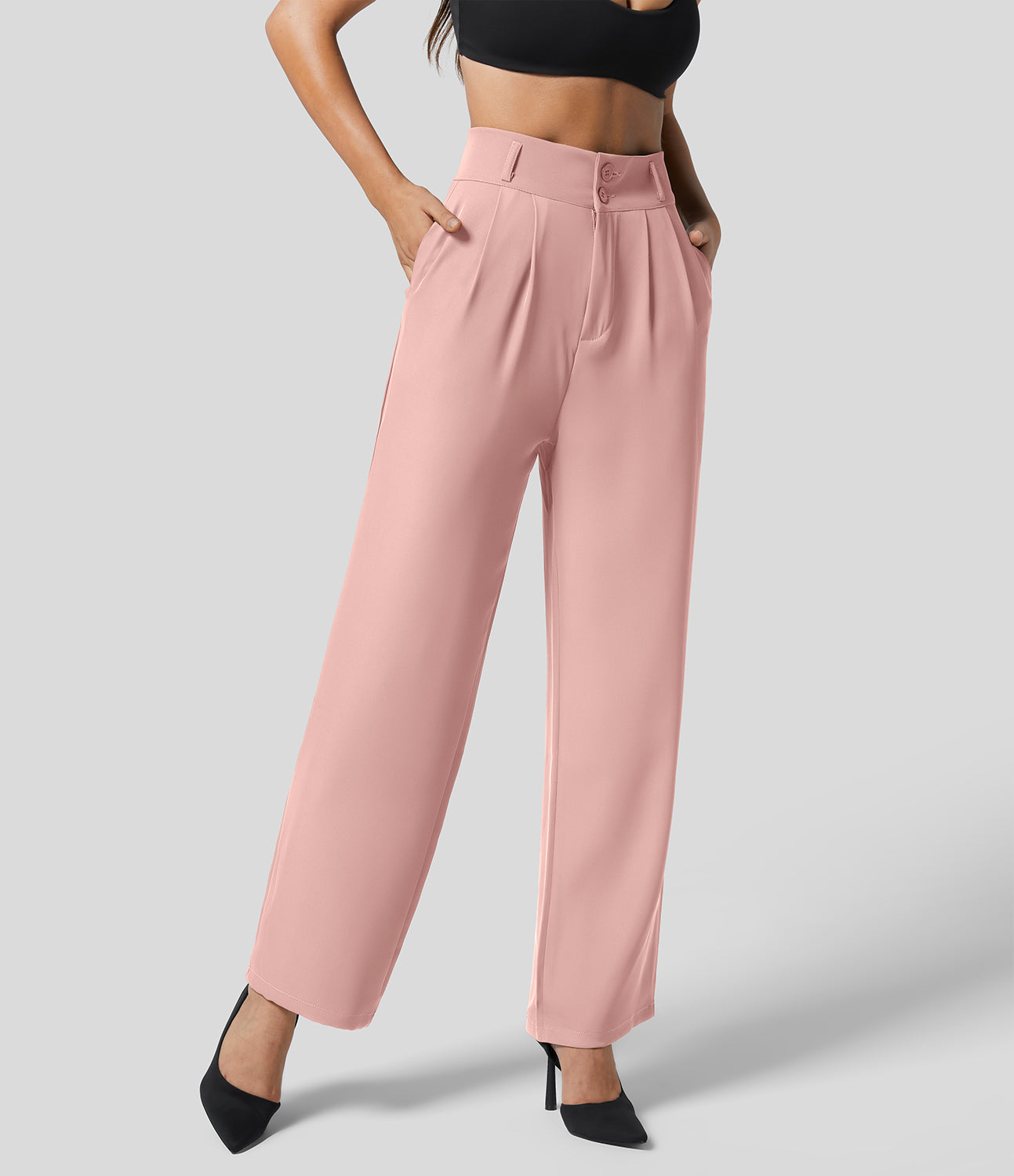 Classic High Waisted Straight Leg Suit Pants