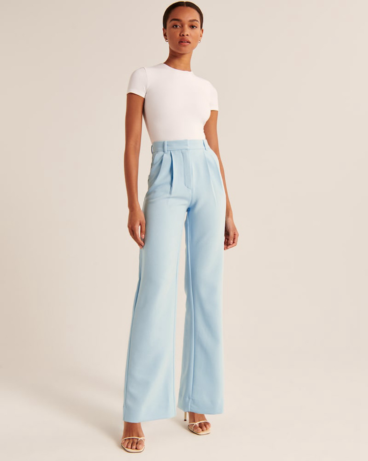 Casual high waist wide leg trousers for women