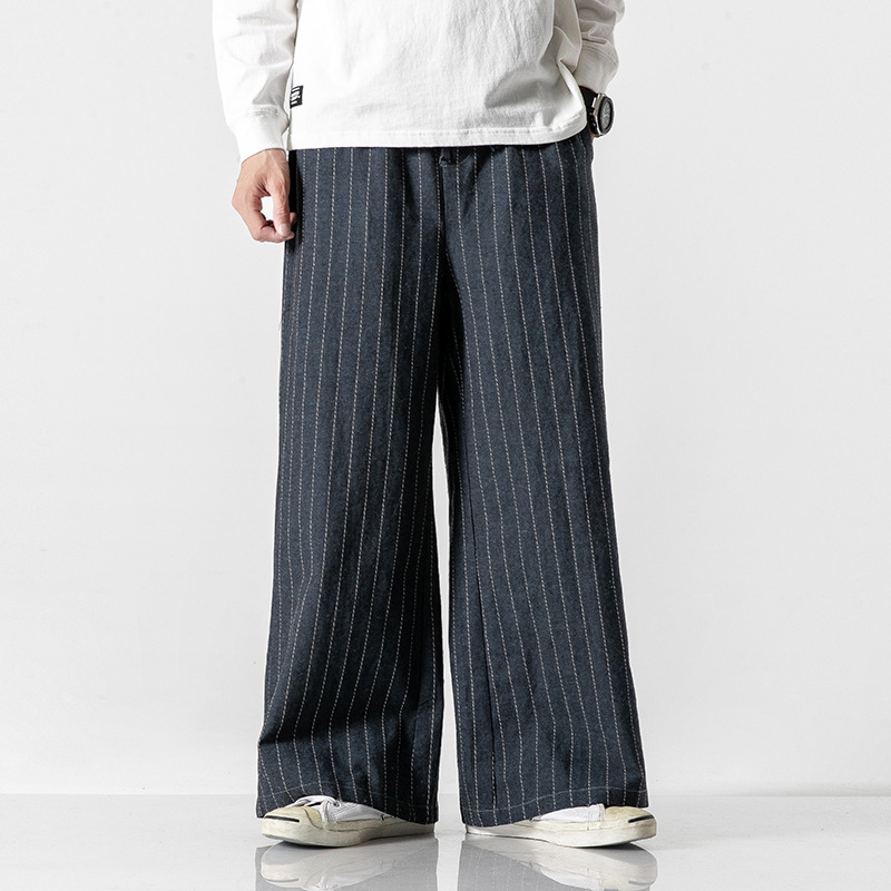 Striped trousers with straight legs