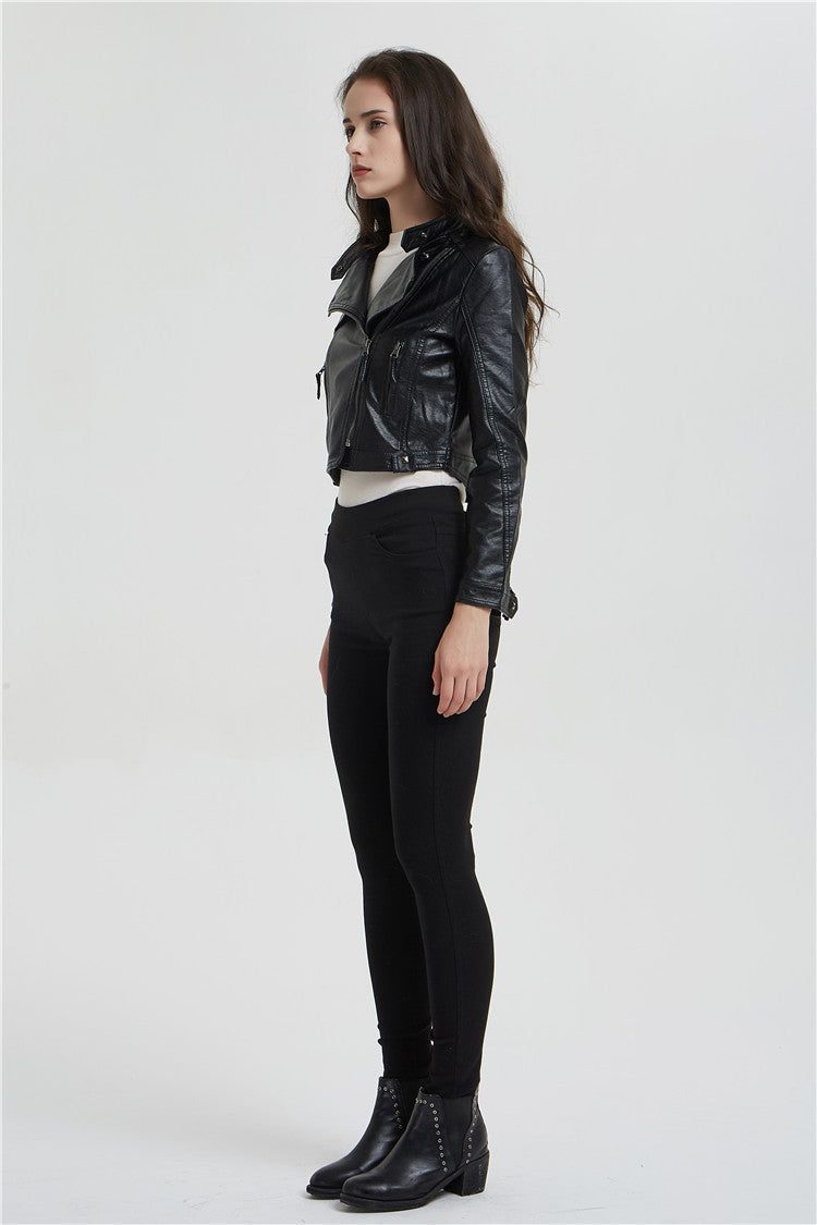 Casual Short Black Leather jacket