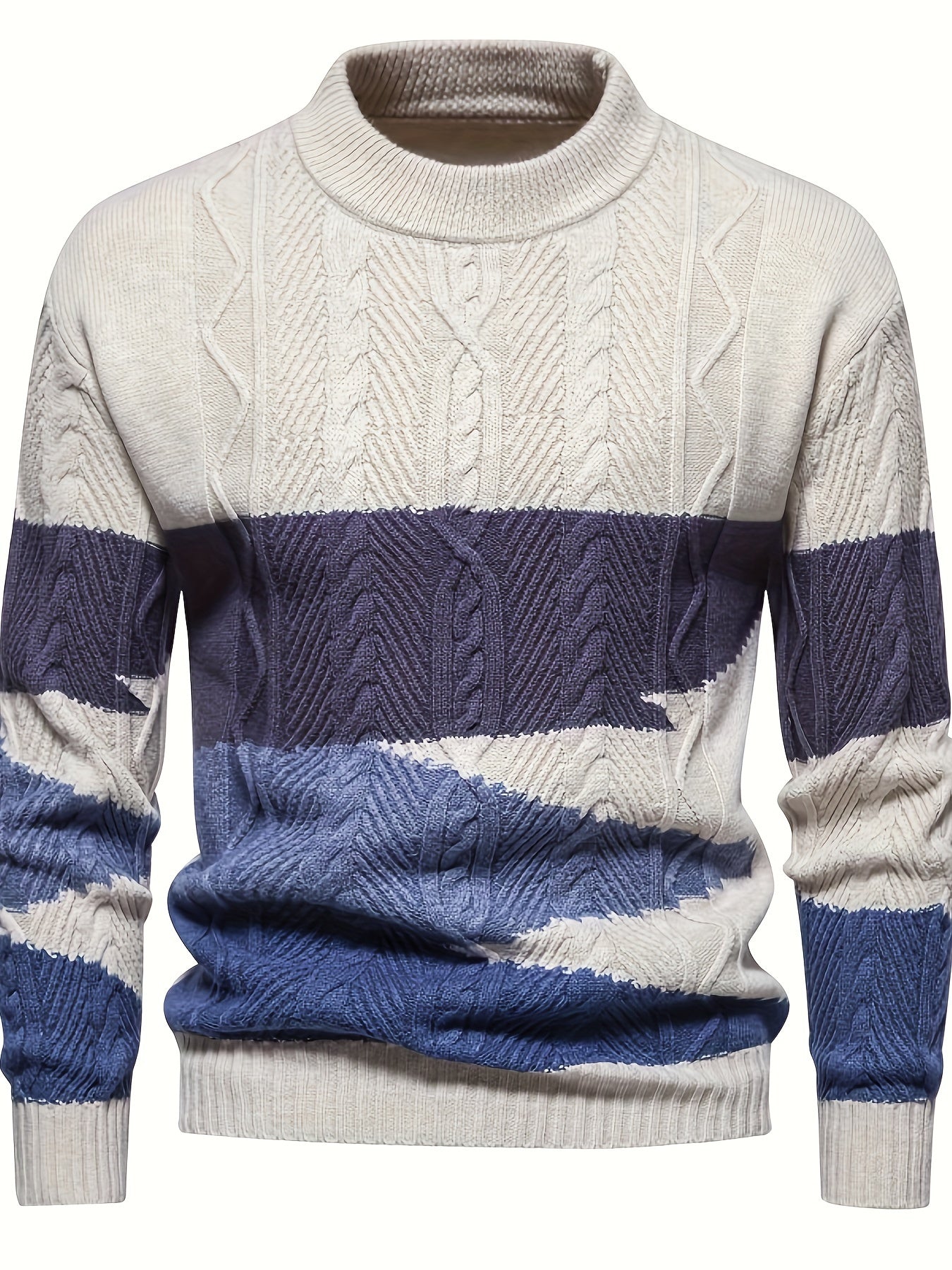 Knitted sweater with stripes for men