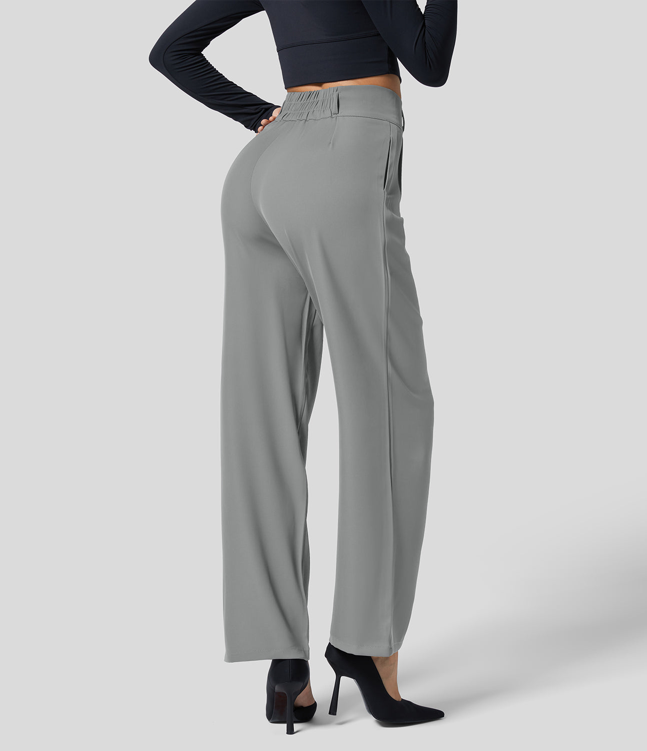 Classic High Waisted Straight Leg Suit Pants