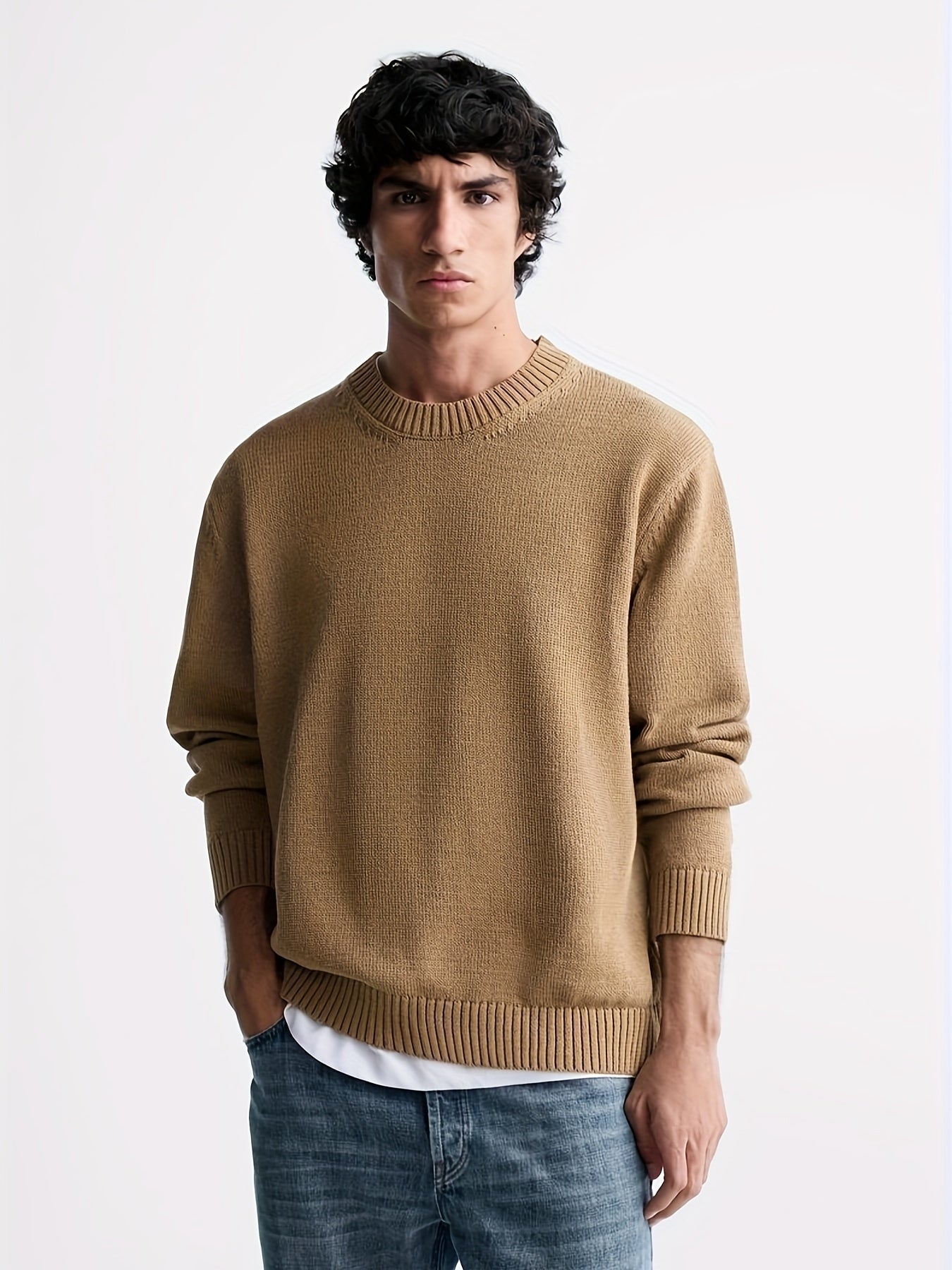 Loosely knitted beige sweater