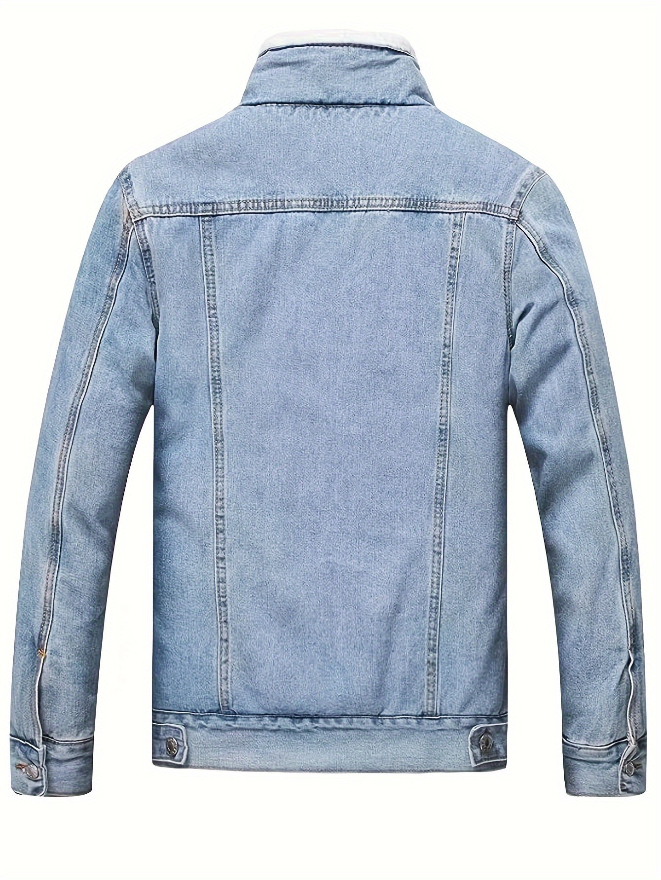 Casual denim jacket with fleece lining