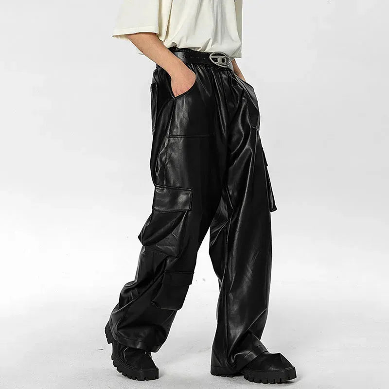 Luxury loose leather pants