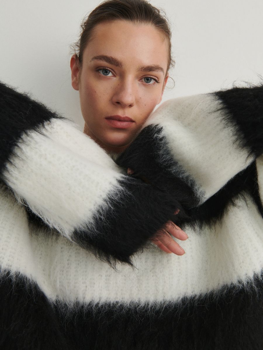 Wool Blend Black and White Jumper