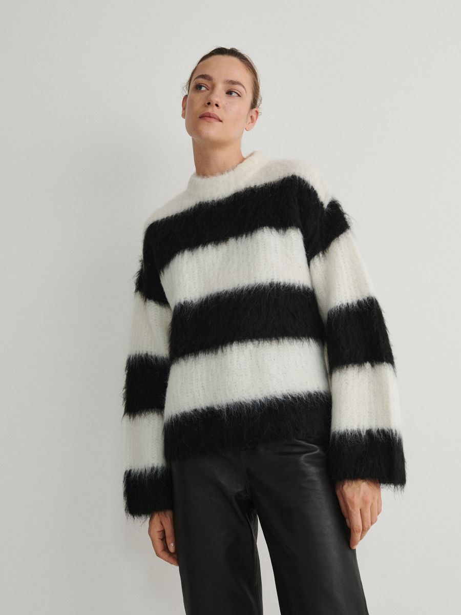 Wool Blend Black and White Jumper