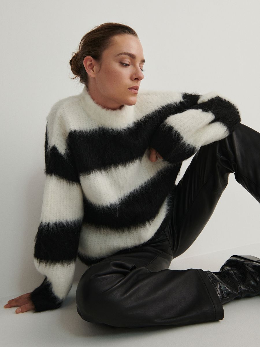 Wool Blend Black and White Jumper