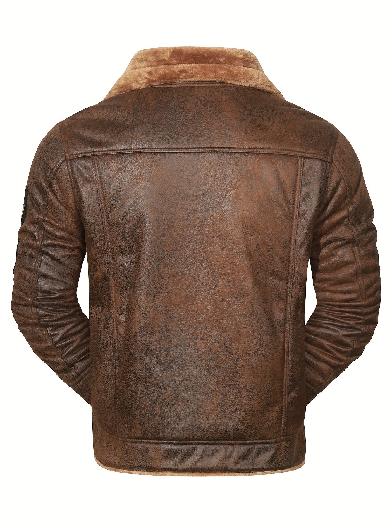 Faux leather fleece jacket for men