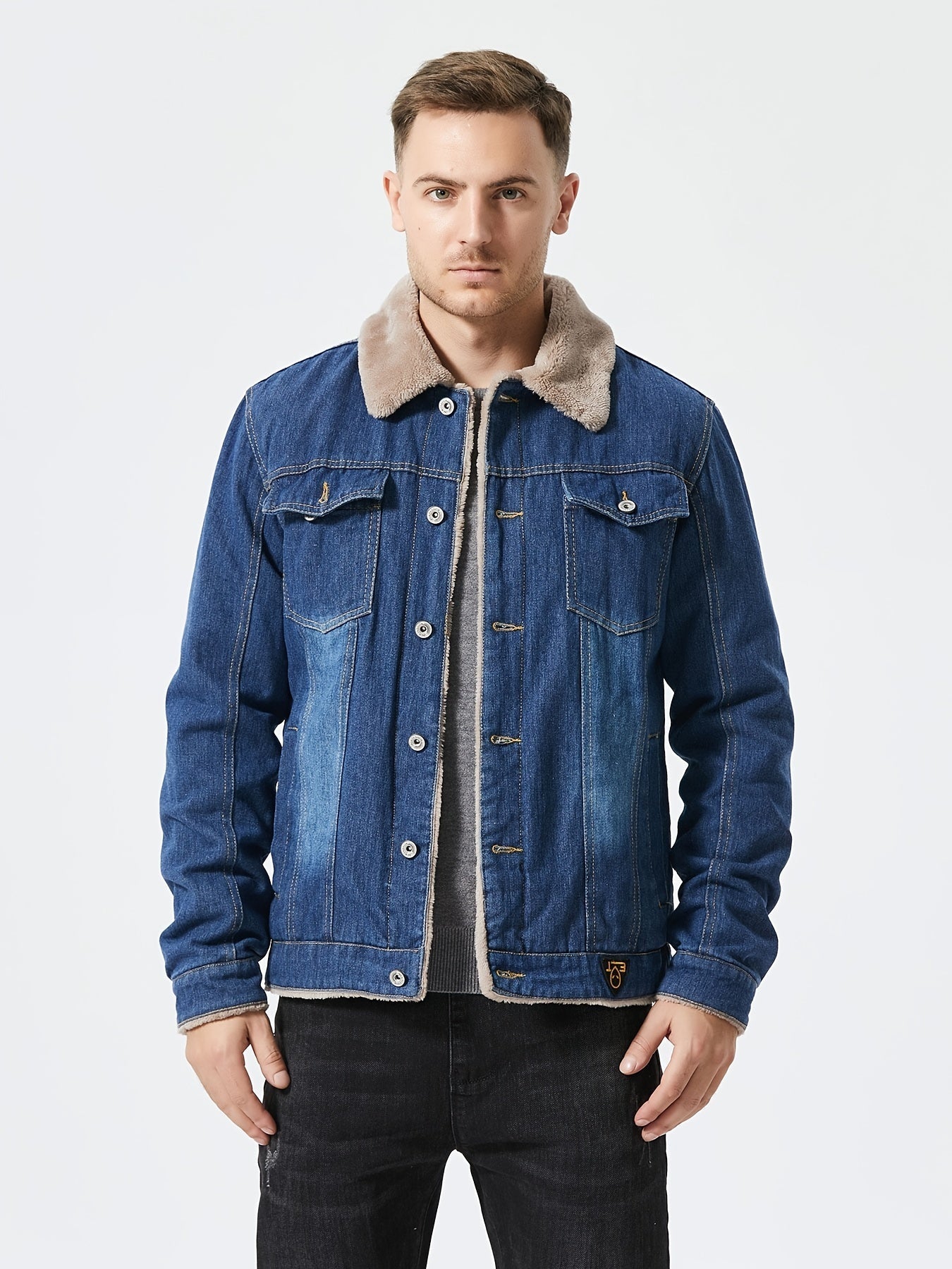 Fleece denim jacket