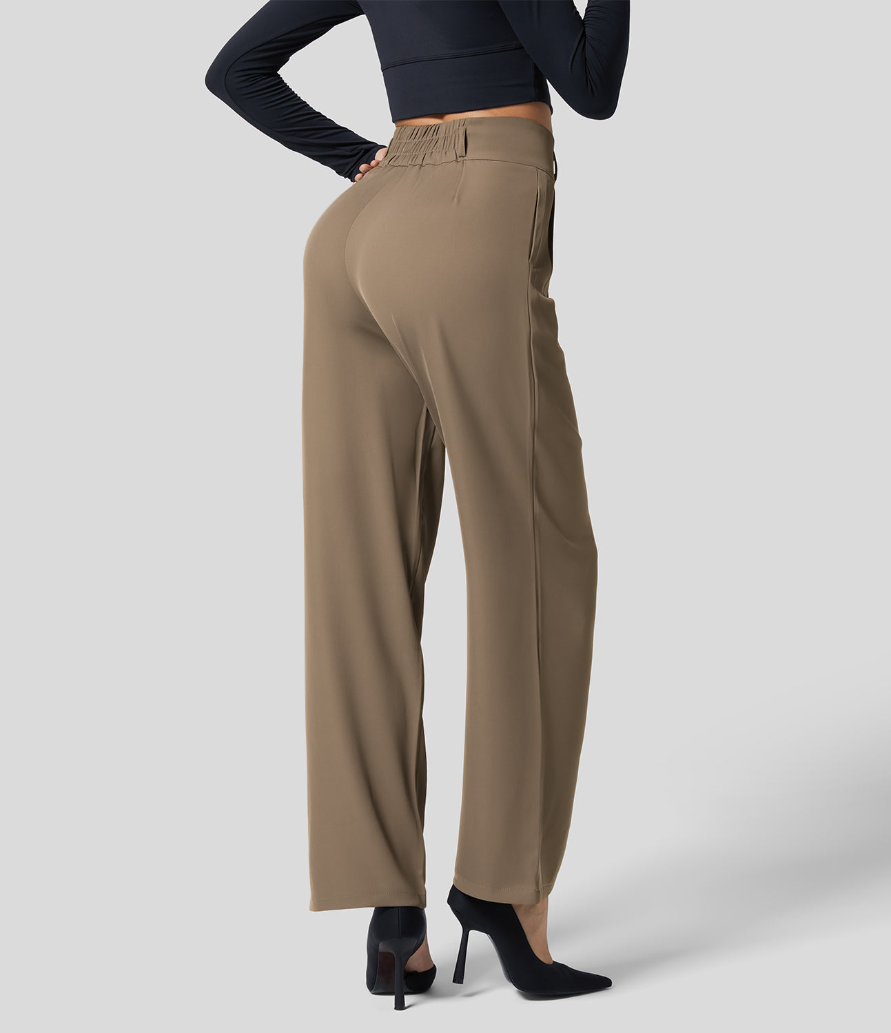 Classic High Waisted Straight Leg Suit Pants