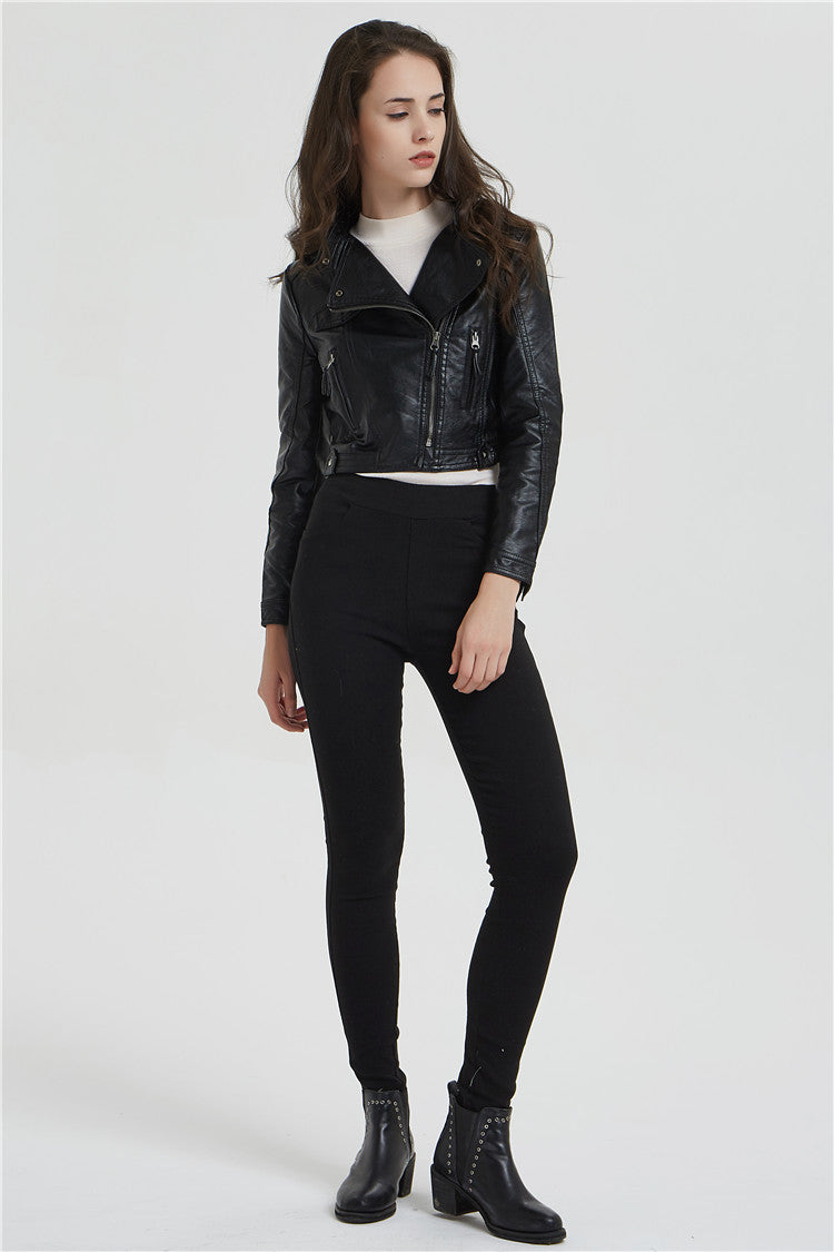 Casual Short Black Leather jacket