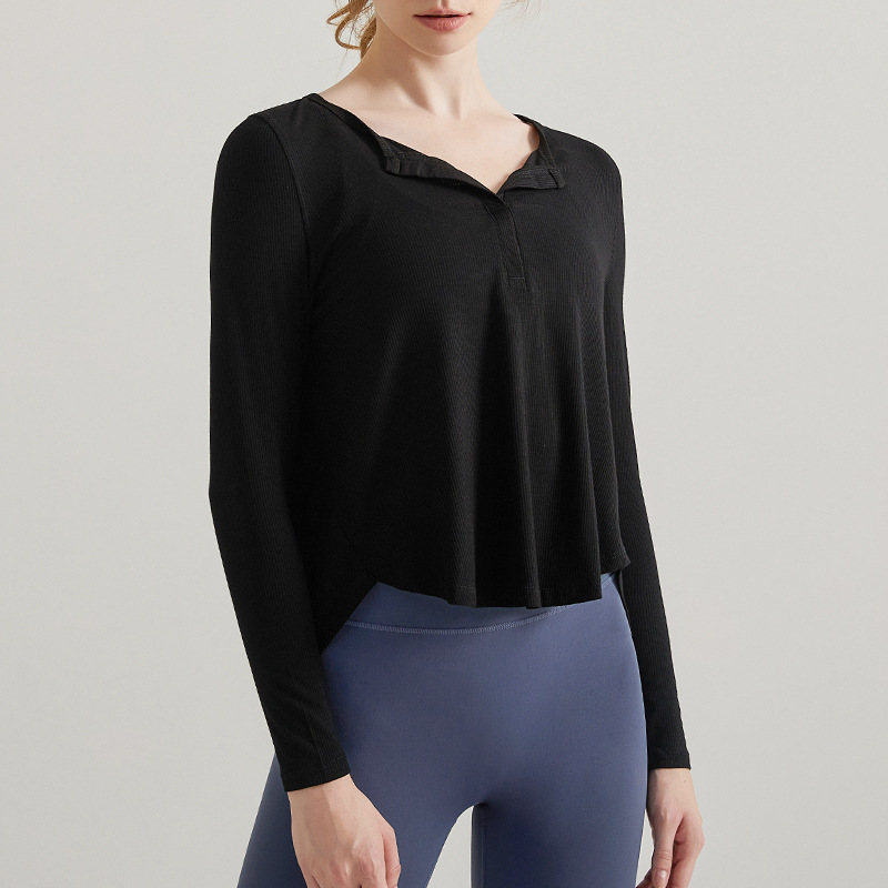 Loose-fitting long-sleeved sports T-shirt for women