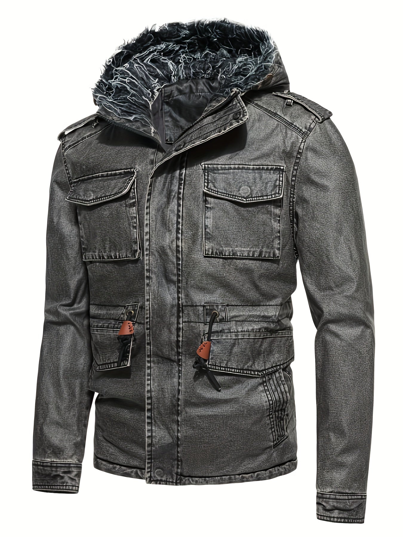 Black denim jacket for men