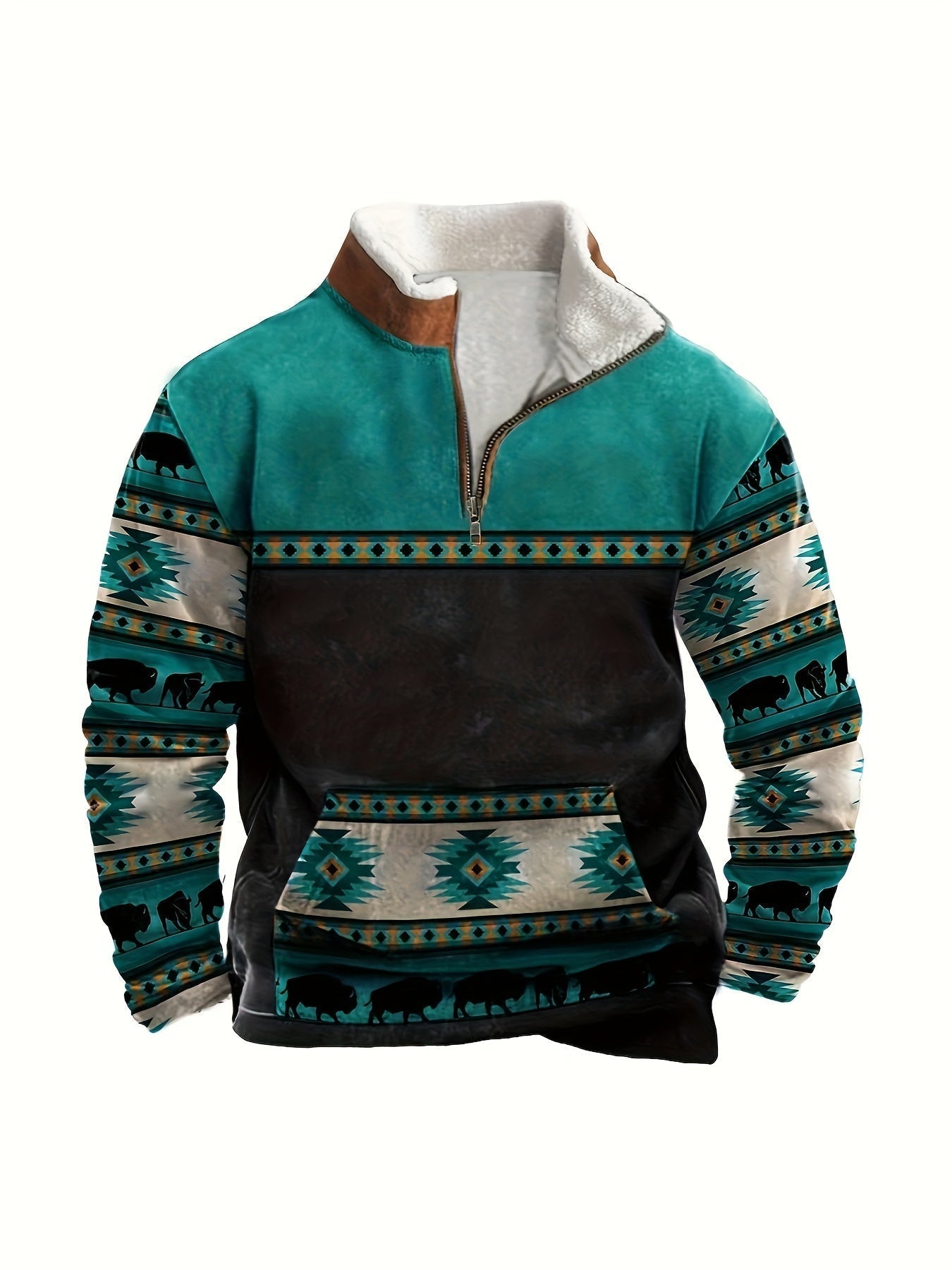 Fleece lined retro sweatshirt for men