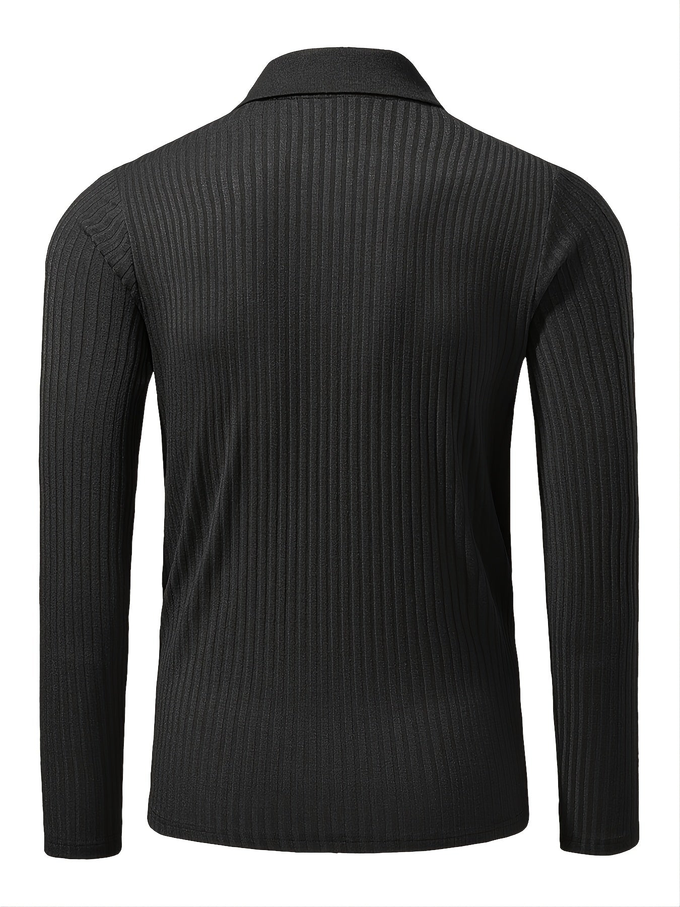 Striped black Henley shirt with long sleeves