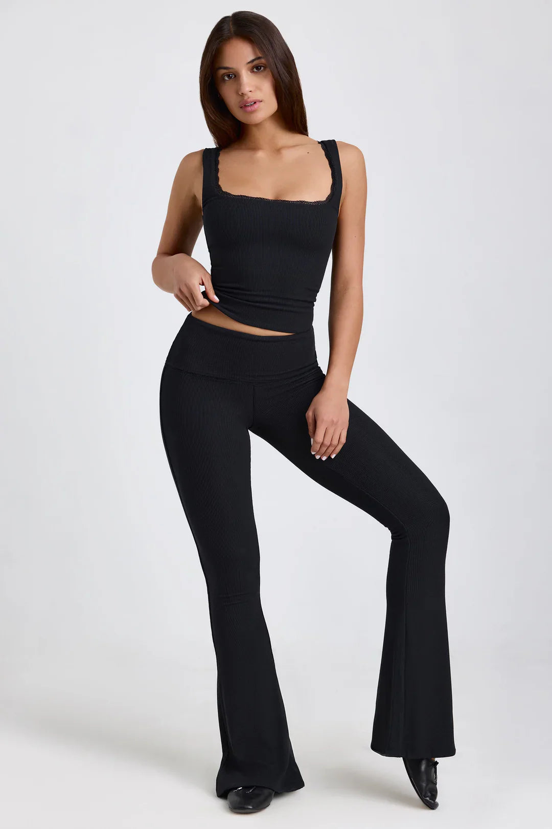 Ribbed Modal Mid Rise flared top and pants