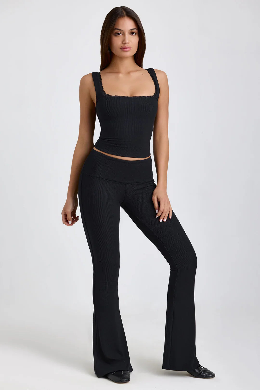 Ribbed Modal Mid Rise flared top and pants