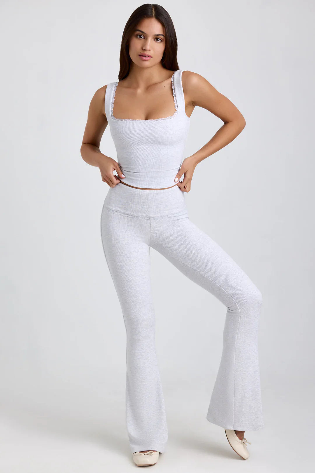 Ribbed Modal Mid Rise flared top and pants