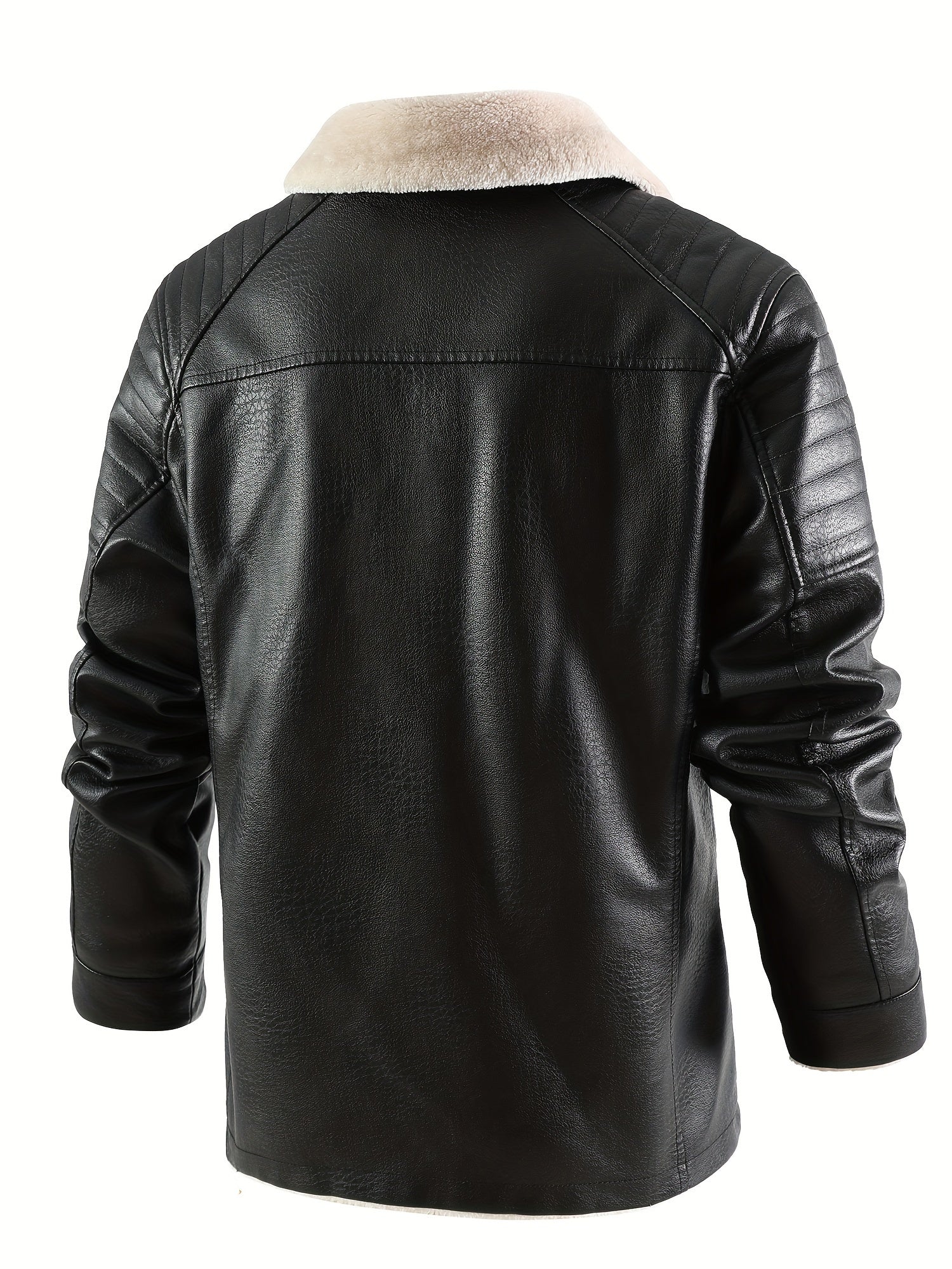 Casual leather fleece jacket for men