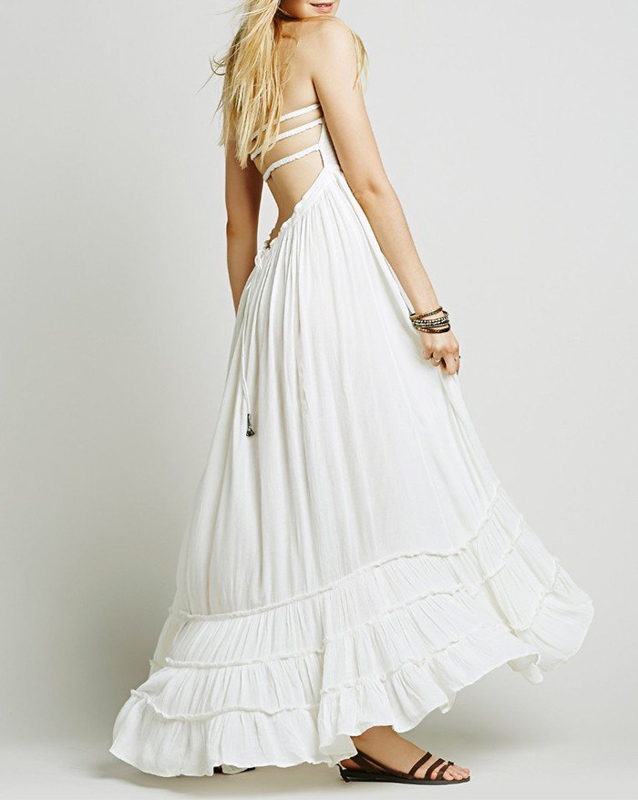 Open Back Halter Swing Beach Maxi Dress