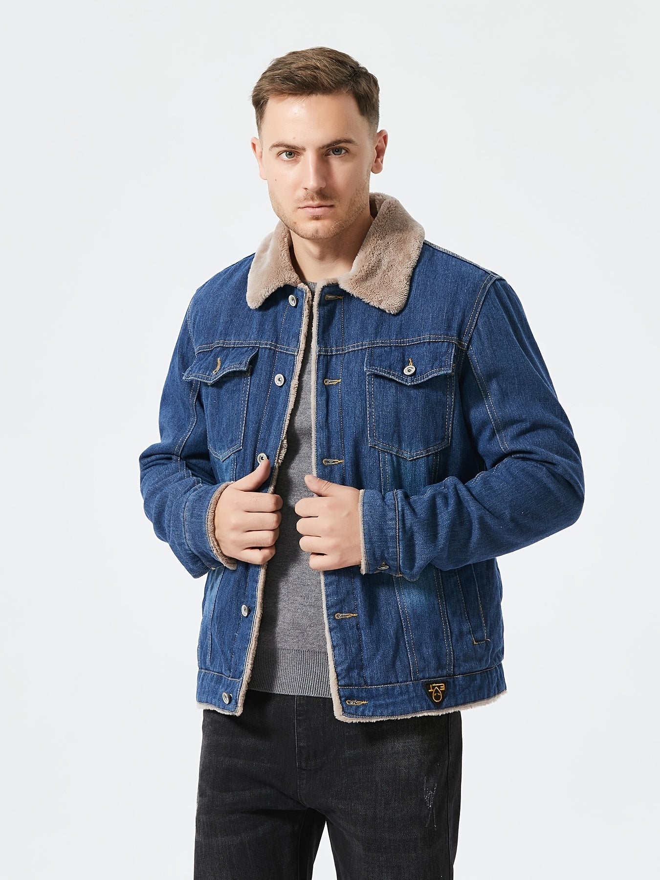 Fleece denim jacket