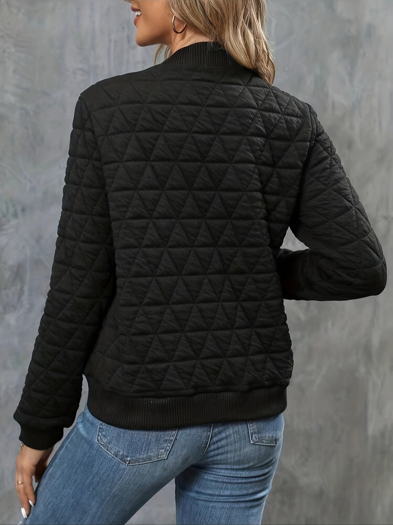 Structured black bomber jacket for women