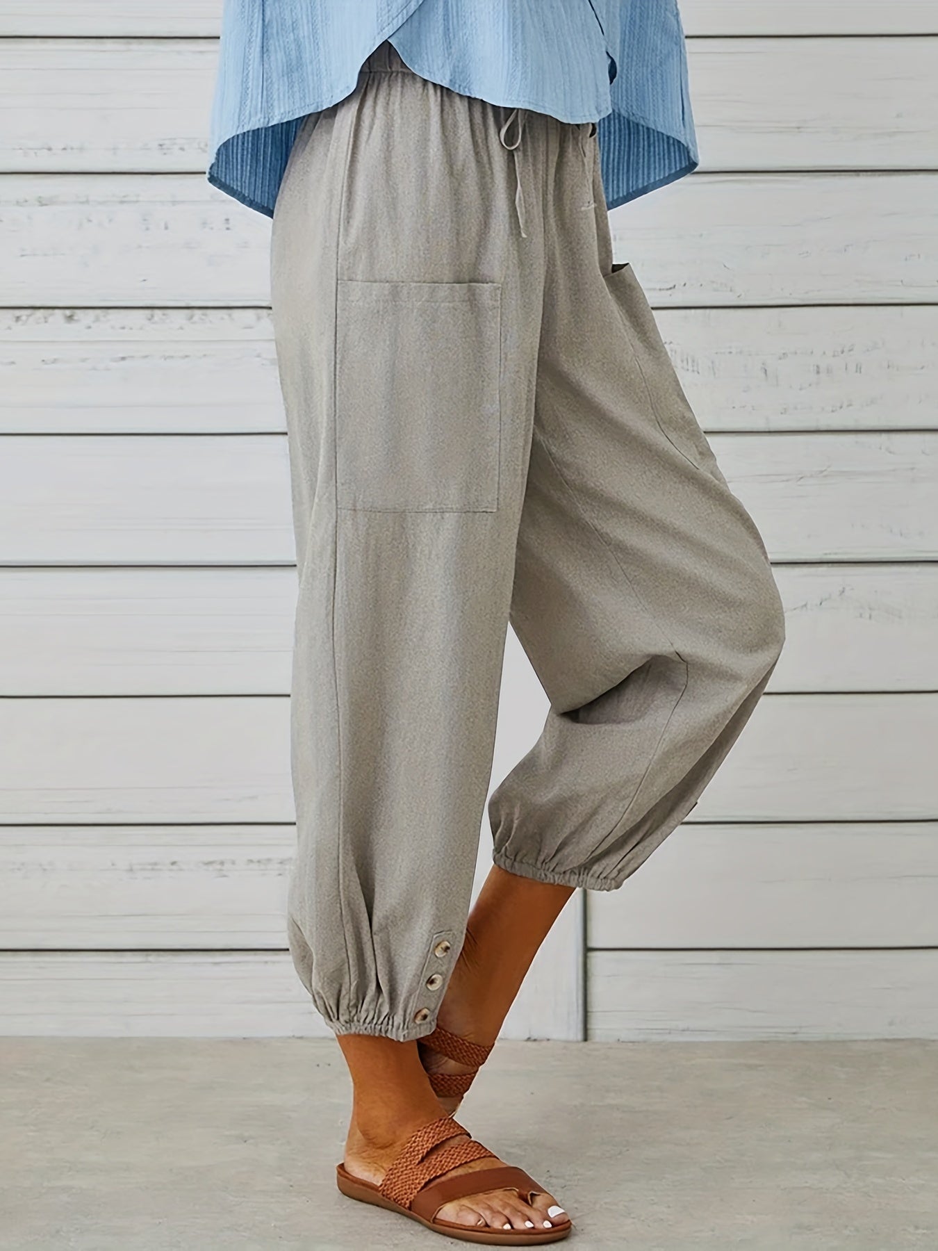 Patched crop pants for women