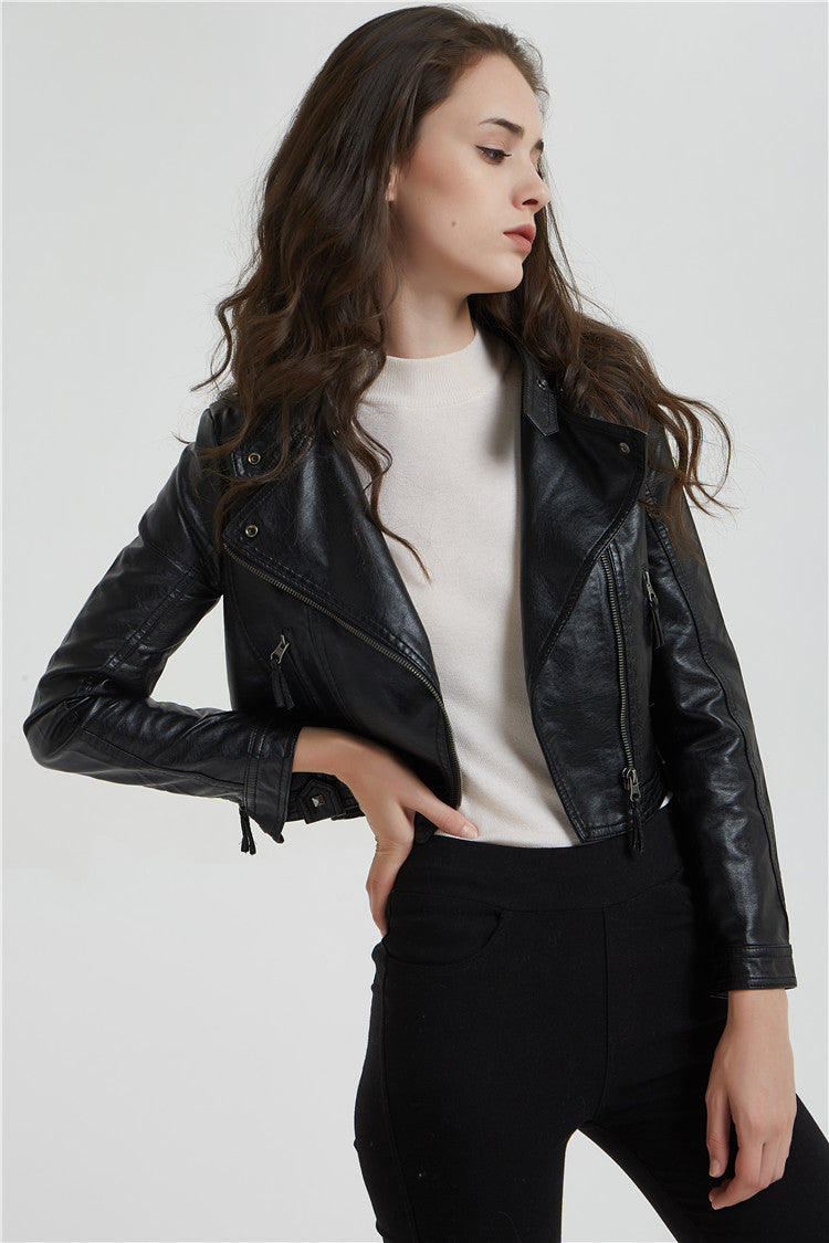 Casual Short Black Leather jacket