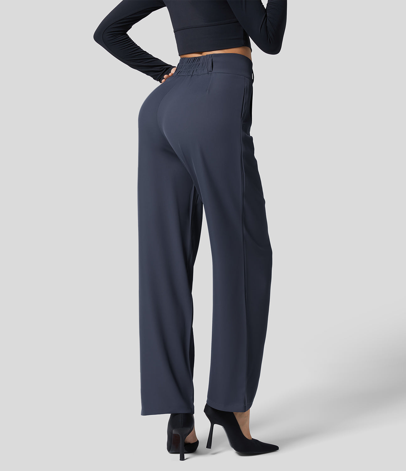 Classic High Waisted Straight Leg Suit Pants