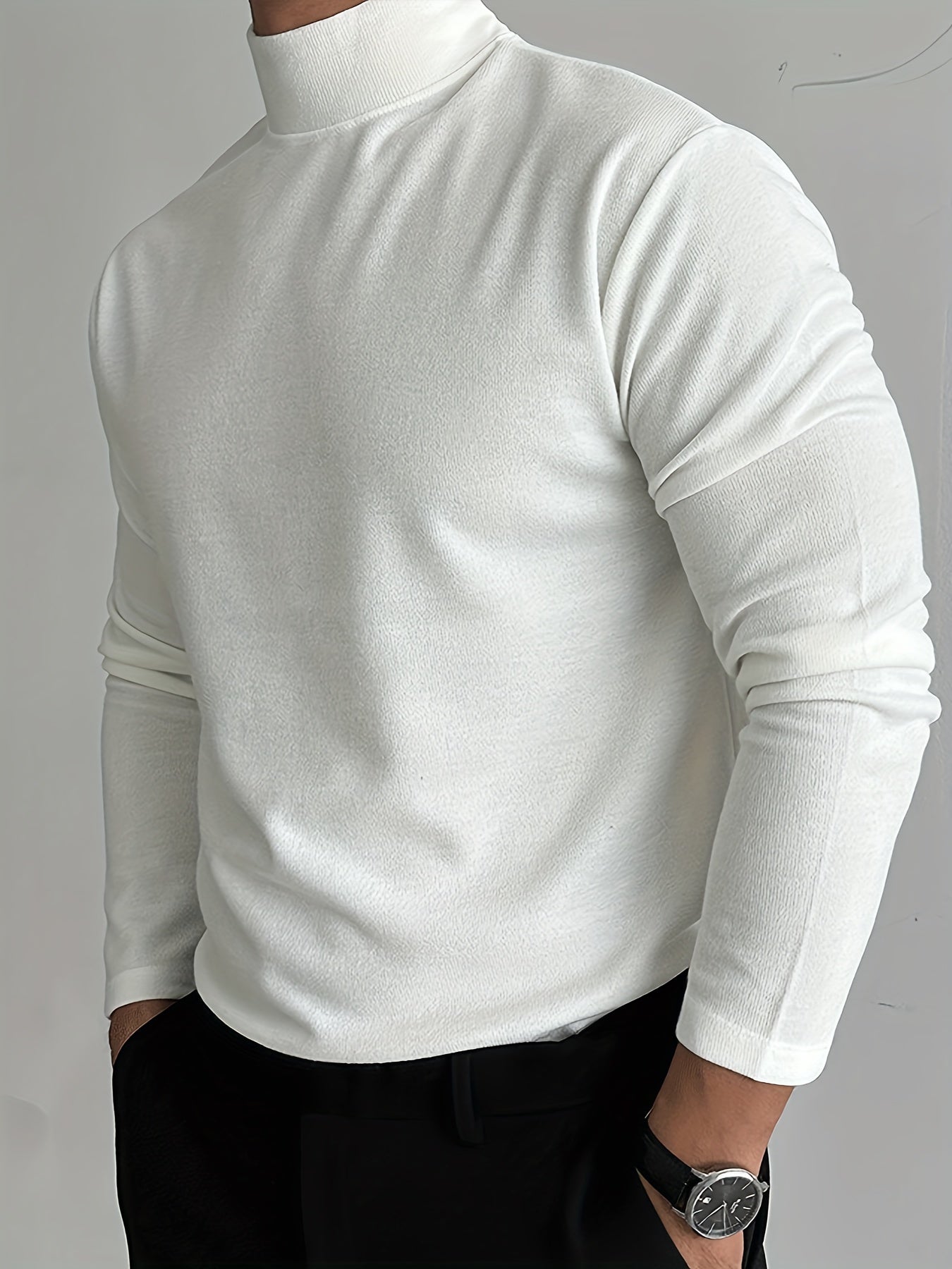 Knitted sweater with stand-up collar for men