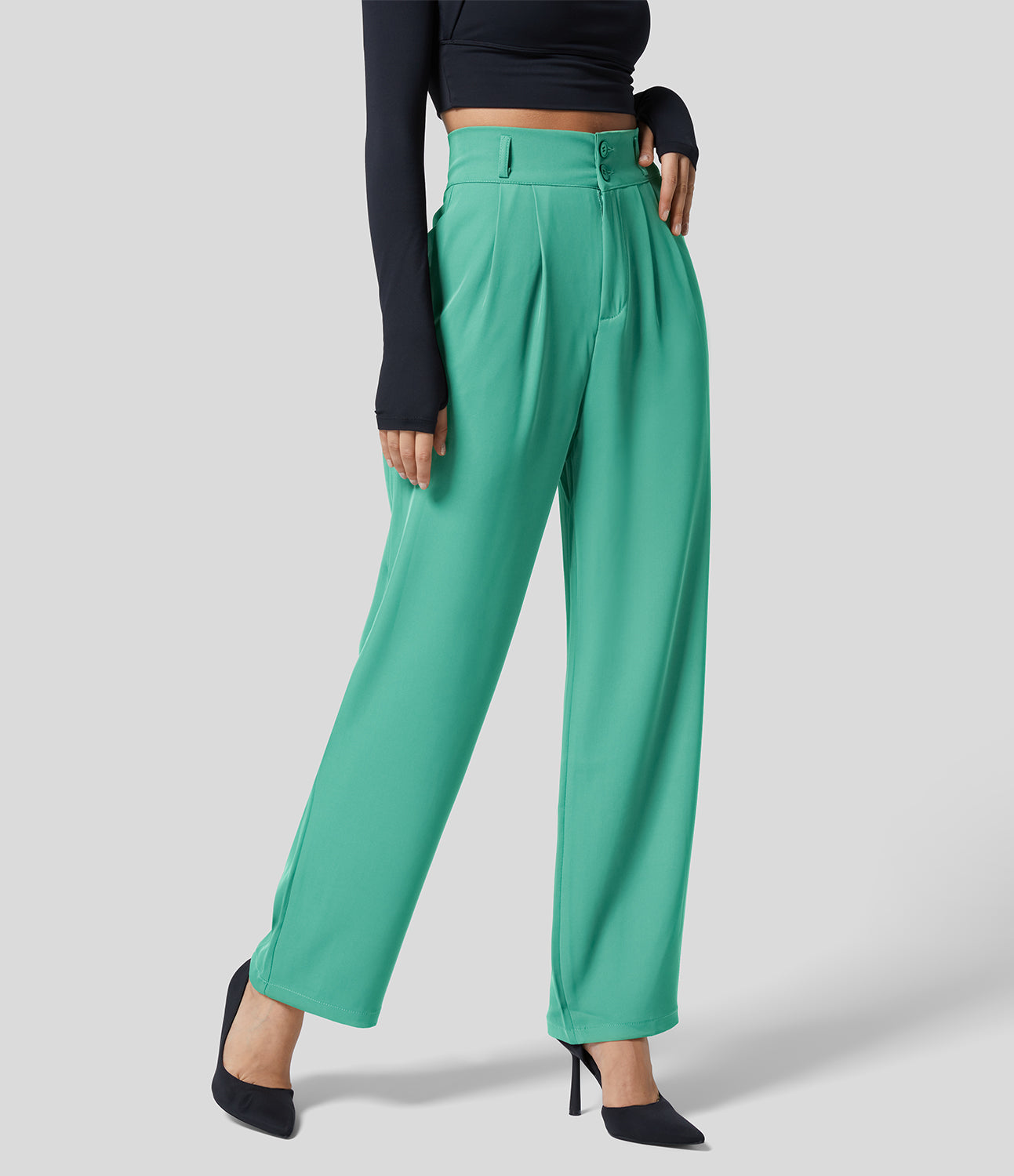 Classic High Waisted Straight Leg Suit Pants