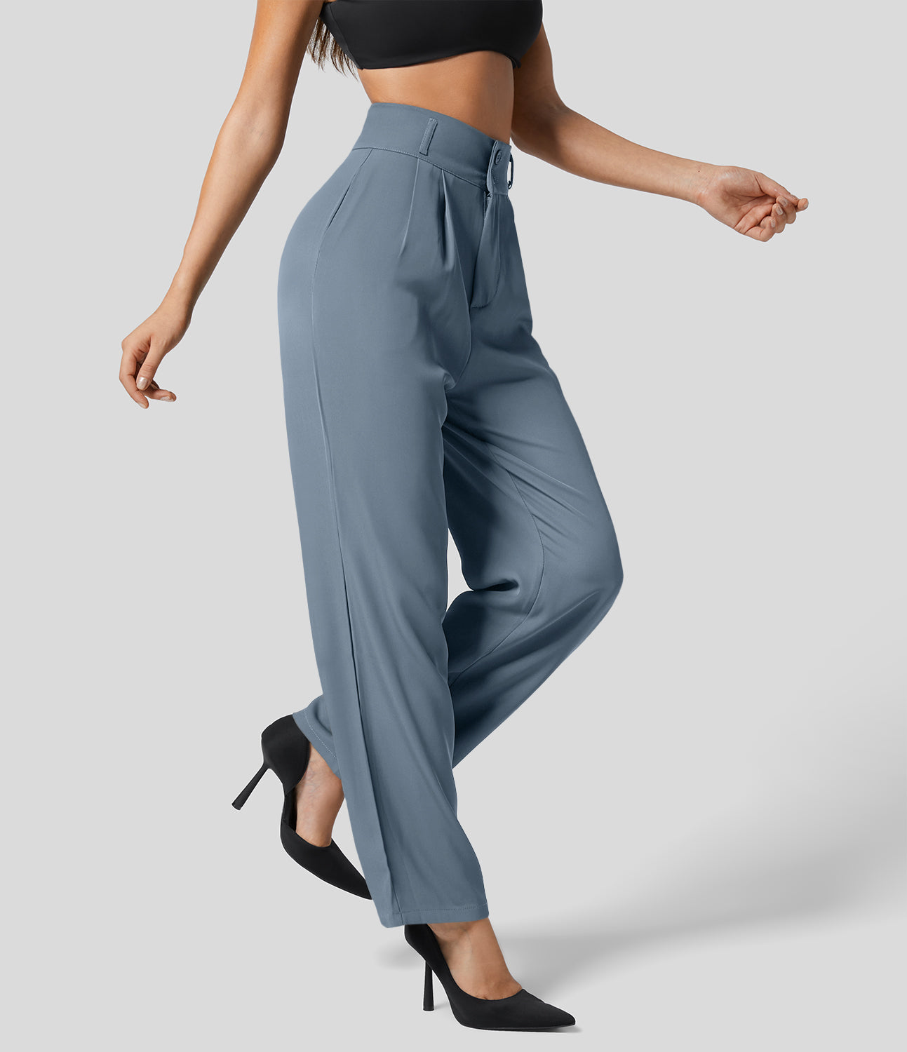 Classic High Waisted Straight Leg Suit Pants