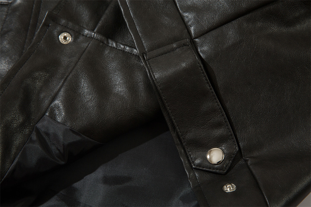 Lapel leather jacket for men