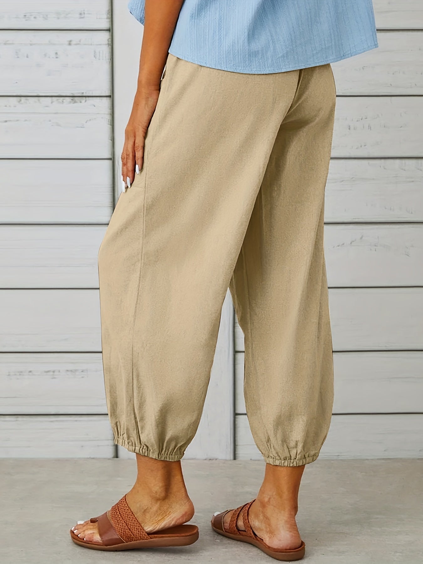 Patched crop pants for women